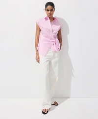 Mango Women's Striped Knotted Cotton Shirt