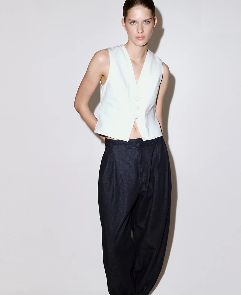 Mango Women's Toggles Denim Top