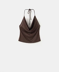 Mango Women's Studded Halter Top