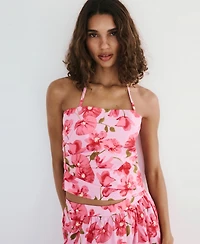 Mango Women's Floral Halter-Neck Top