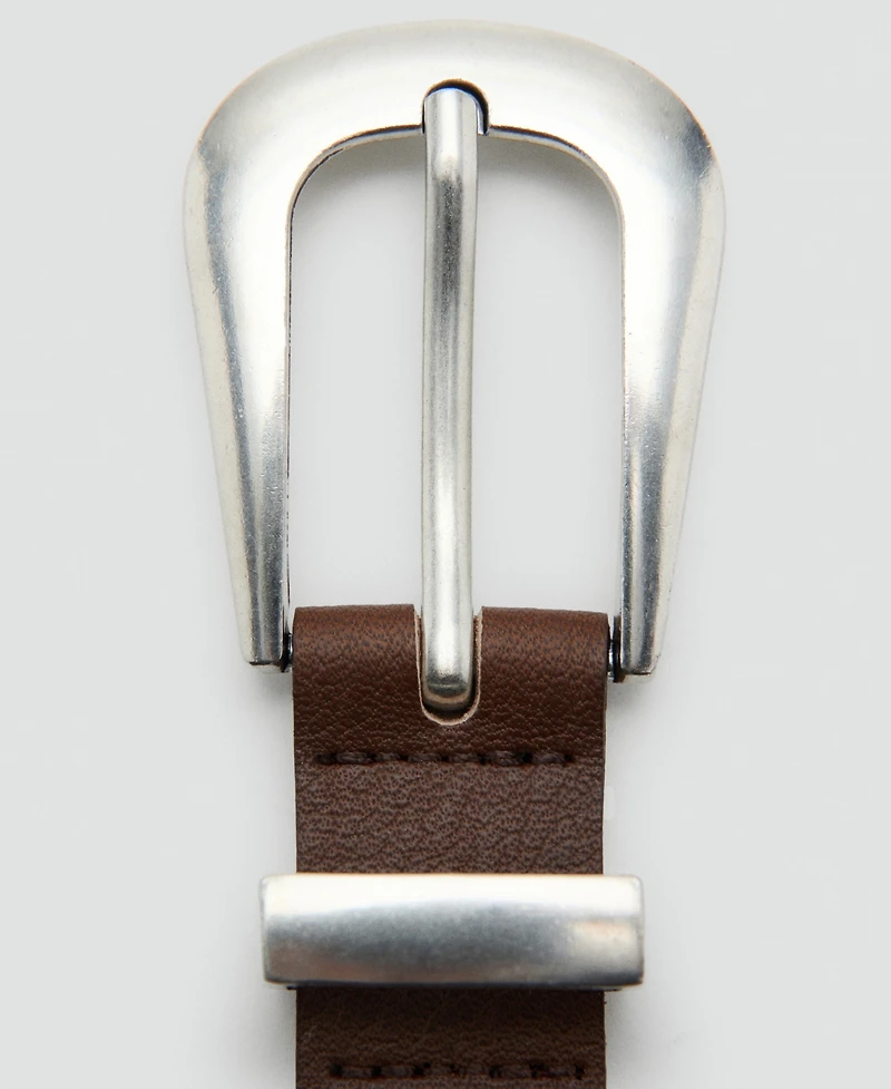 Mango Women's Metal Detail Leather Belt