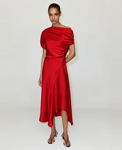 Mango Women's Asymmetrical Satin Dress