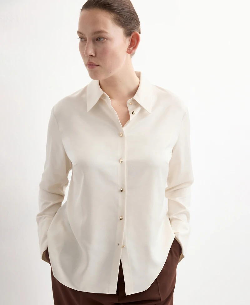 Mango Women's Satin Finish Flowy Shirt