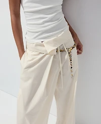 Mango Women's Asymmetrical Waistband Straight Pants