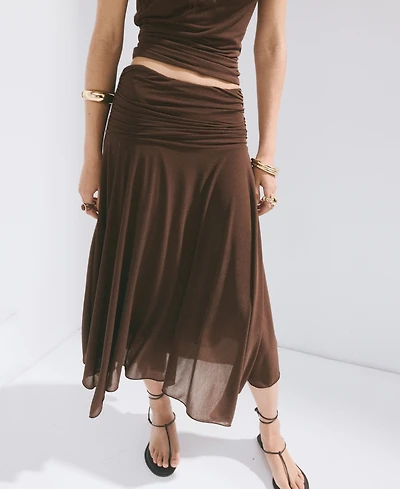 Mango Women's Asymmetrical Chiffon Skirt
