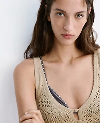 Mango Women's Buttons Crocheted Vest