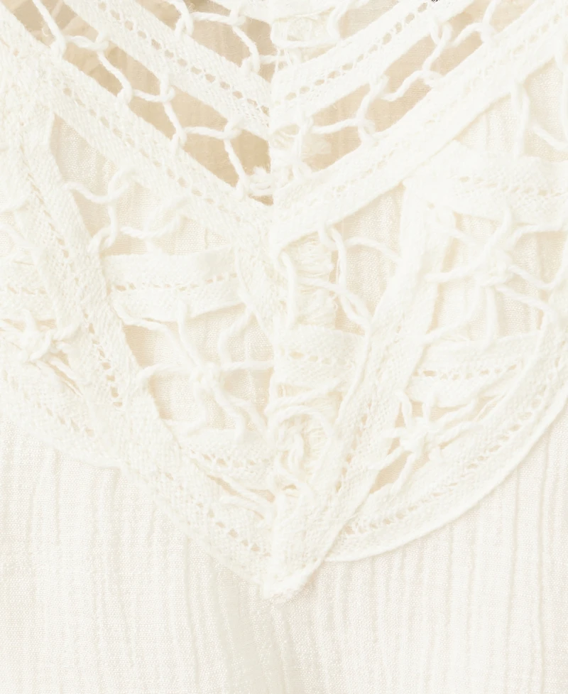 Mango Women's Openwork Embroidery Crinkled Dress
