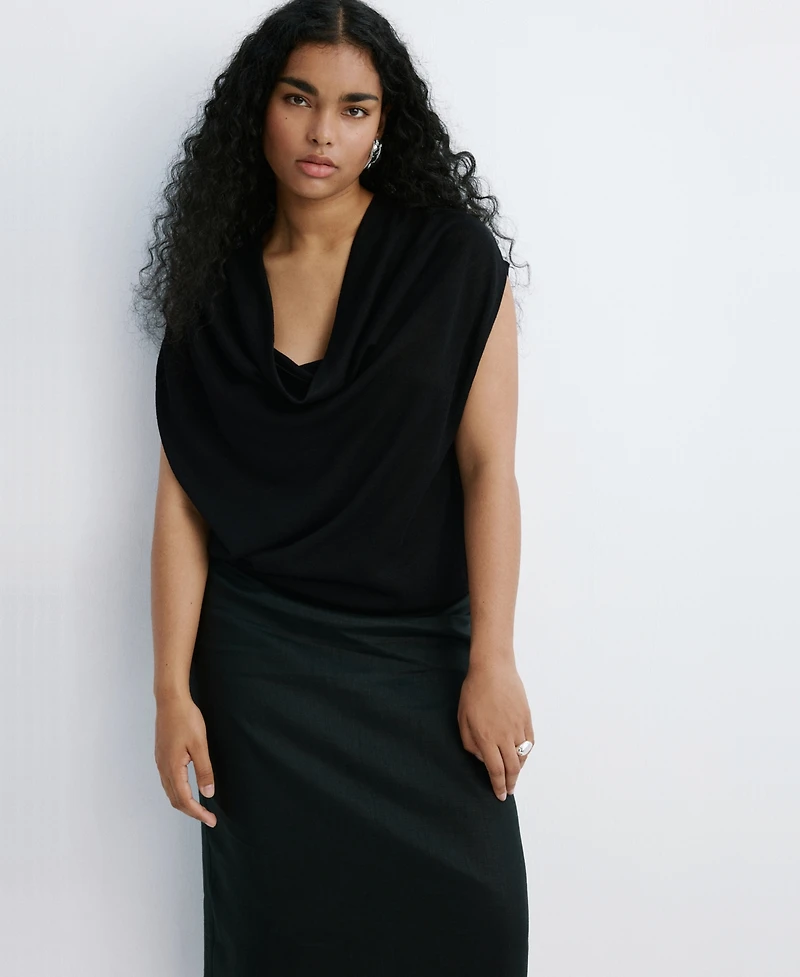 Mango Women's Draped Neck Knitted Sweater