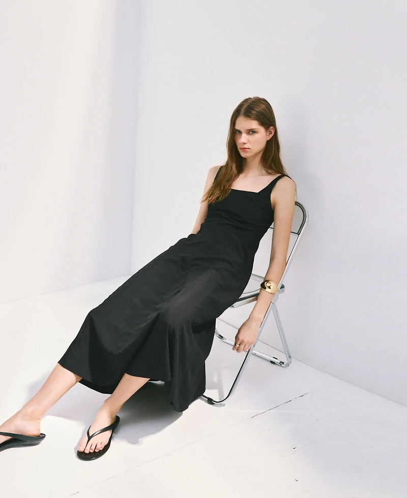 Mango Women's Crinkle-Effect A-Line Dress