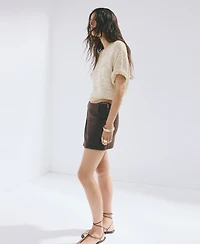 Mango Women's Short-Sleeve Heathered Knit Sweater