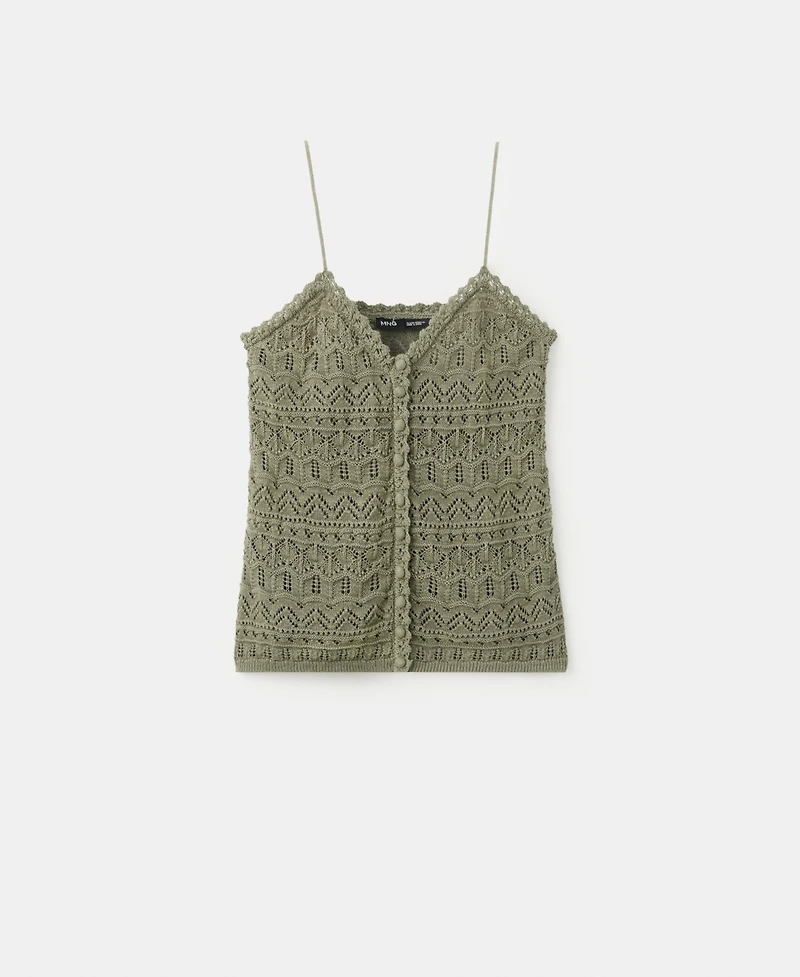 Mango Women's Buttons Open-Knit Top