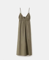 Mango Women's V-Neck Shirred Lyocell Dress