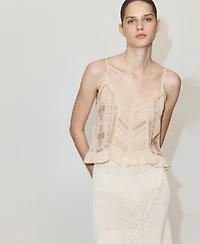 Mango Women's Embroidered Details Crinkled Top