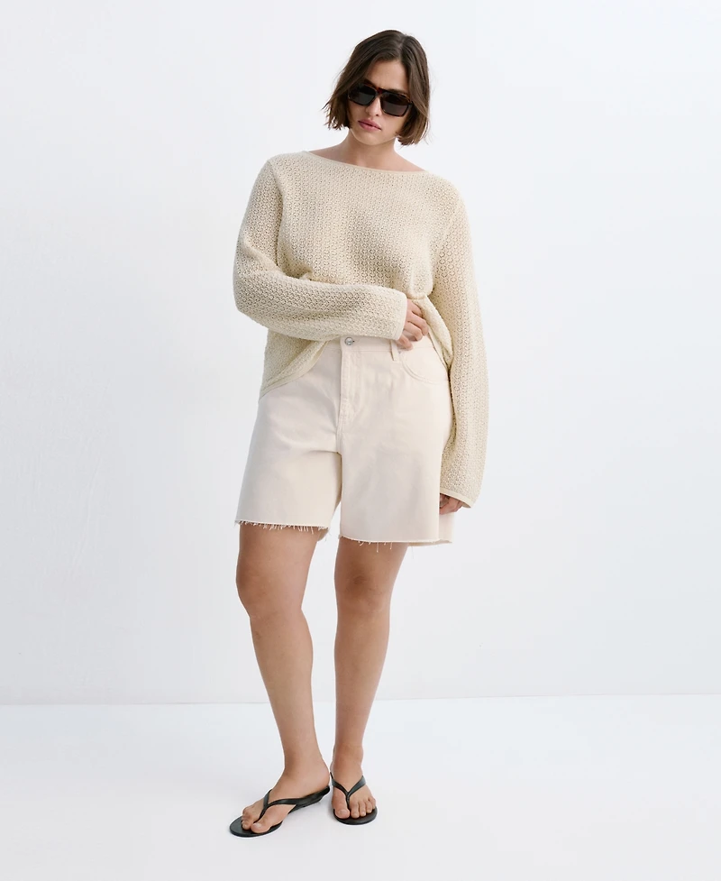 Mango Women's Open-Knit Lurex Sweater
