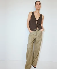 Mango Women's Ties Double Gauze Top