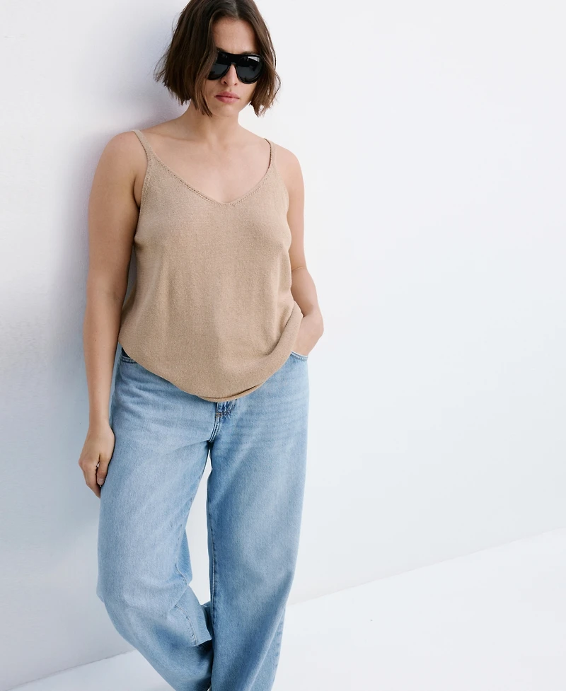 Mango Women's Danila High-Waisted Wide Leg Jeans