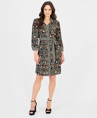 Robbie Bee Petite Scuba Crepe A-Line Shirt Dress