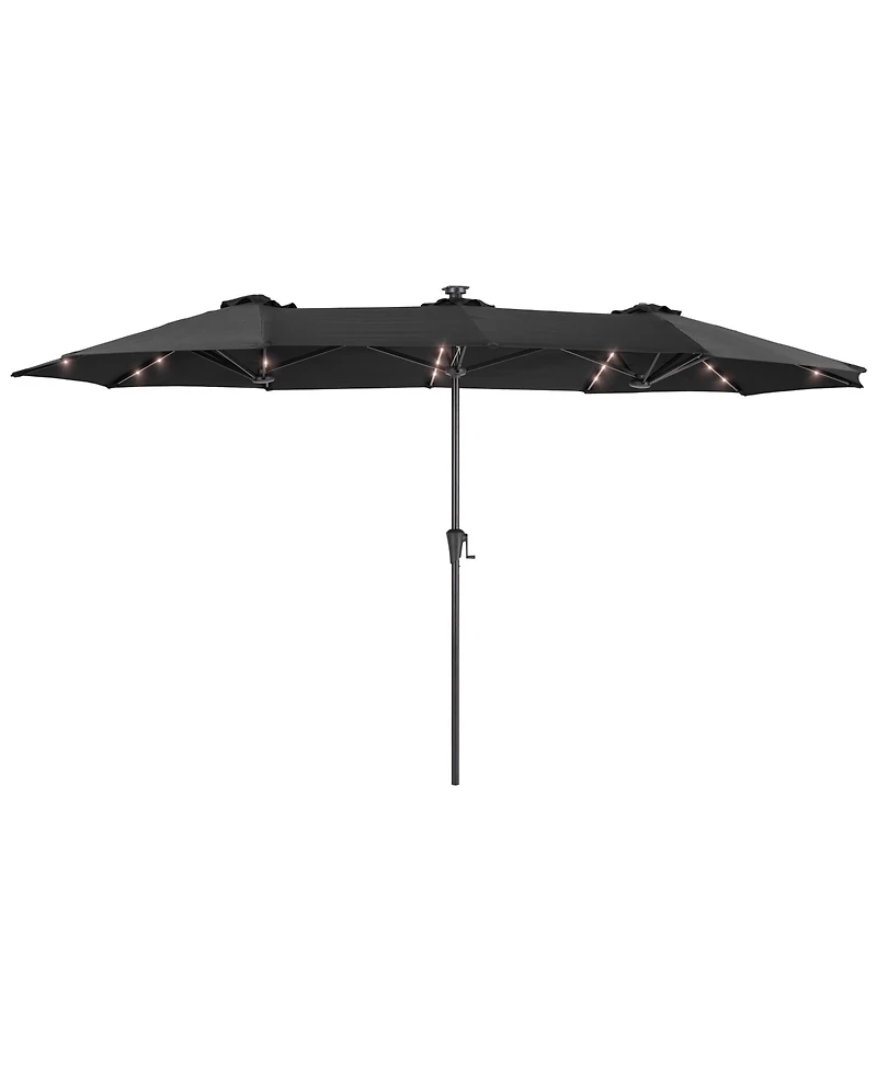Sonkuki 13 x 7.2feet Solar-Powered Double-Sided Patio Umbrella with Large Canopy Outdoor Table for Garden, deck and pool