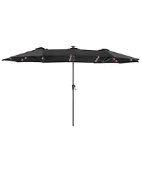 Sonkuki 13 x 7.2feet Solar-Powered Double-Sided Patio Umbrella with Large Canopy Outdoor Table for Garden, deck and pool