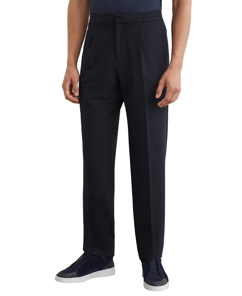 Reiss Men's Sidney Trouser Stripe Tapered Pleated Pants