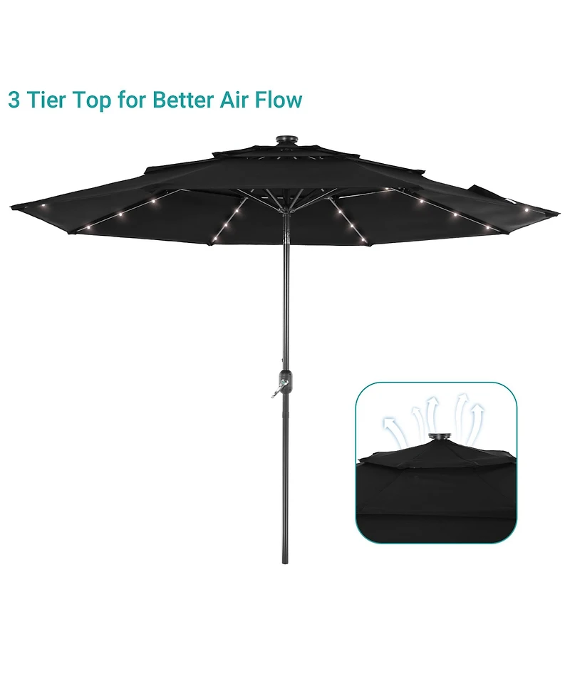 Sonkuki Enhance Your Outdoor Oasis with 10Feet Led 3-layer Patio Umbrella - Stylish, Durable, and Sun-Protective!