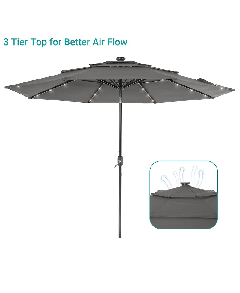 Sonkuki Enhance Your Outdoor Oasis with 10Feet Led 3-layer Patio Umbrella - Stylish, Durable, and Sun-Protective!