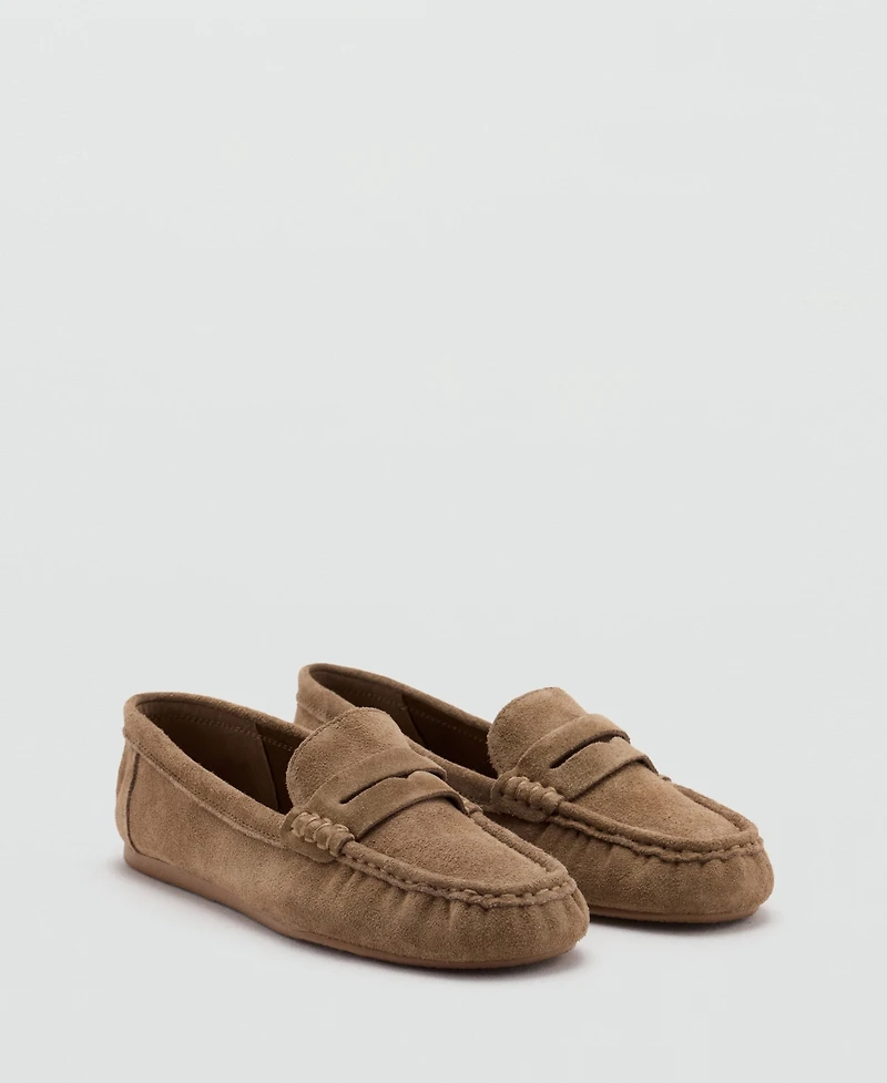 Mango Women's Suede Penny Loafers
