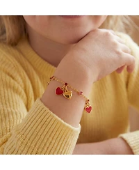 GiGiGirl Kids 14k Gold Plated Red Enamel Dangle Heart Charm Bracelet for Toddler/Kids