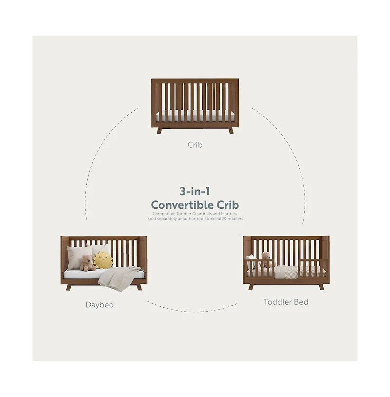 Storkcraft Beckett 3-in-1 Convertible Crib (Hazelnut)