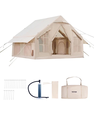 Vevor Inflatable Tent for Camping 4-6 Person Glamping Tent with Pump Easy Set up