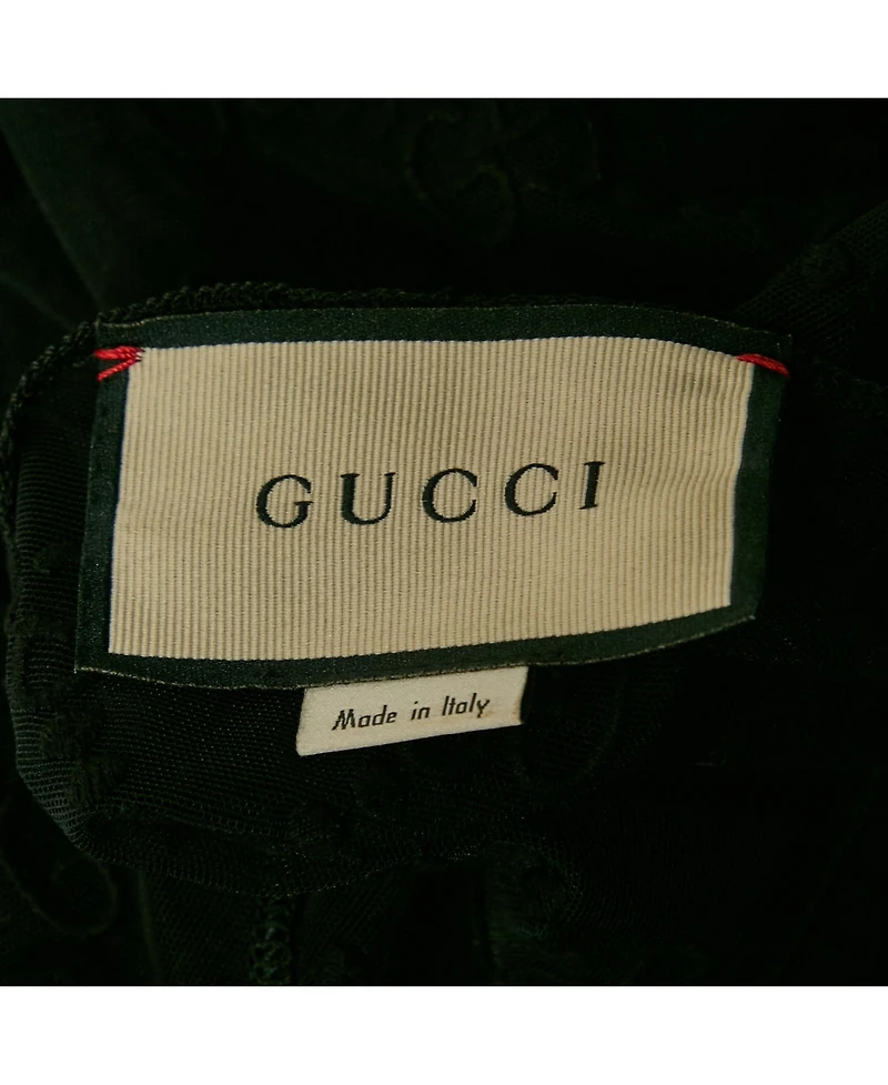 Pre-Owned Gucci Women's Gg Monogram Embroidered Tulle Top