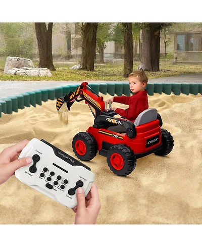 homfan Kids Electric Excavator Ride-On with Working Arm, 4WD & Remote Control, Ages 3+