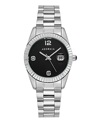 Adornia Women's Silver Rome Black Face Watch