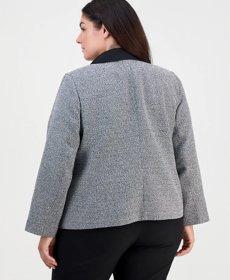 Kasper Plus Tweed Open-Front Blazer