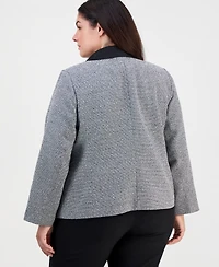 Kasper Plus Tweed Open-Front Blazer