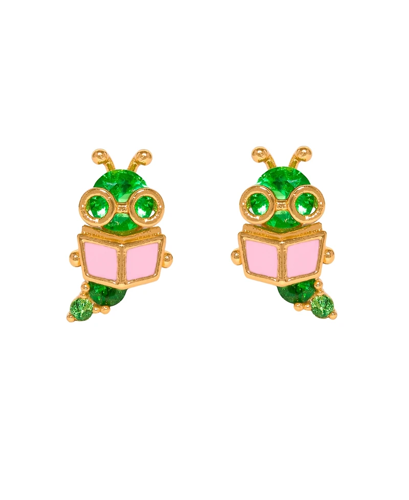 Girls Crew Crystal Bookworm Stud Earrings