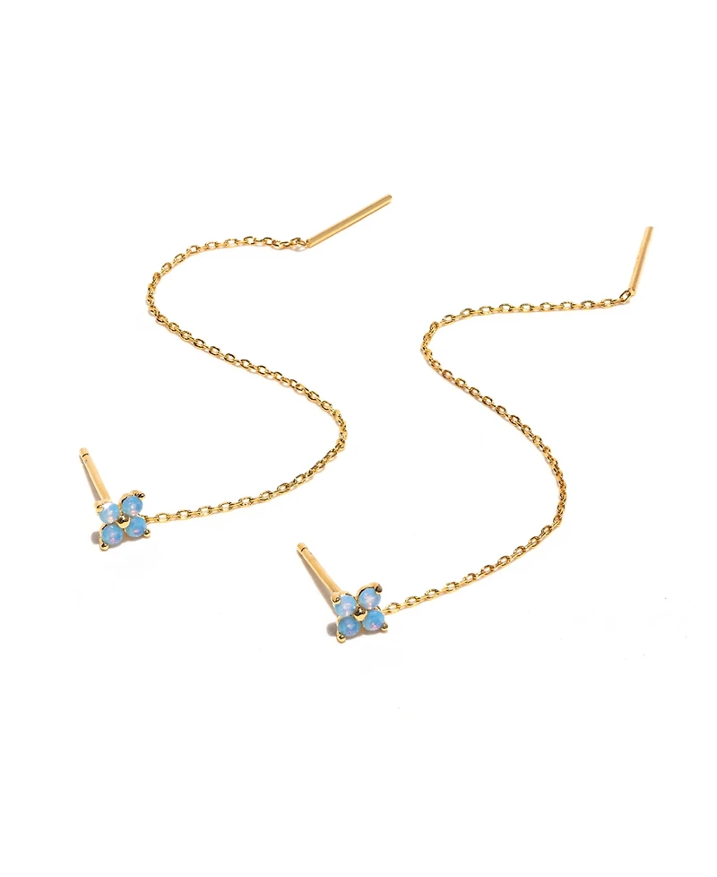 Girls Crew Crystal Blue Blossom Threader Earrings