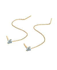 Girls Crew Crystal Blue Blossom Threader Earrings