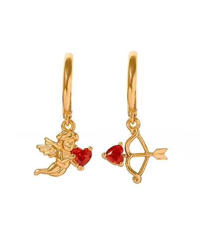 Girls Crew Crystal Cupid's Match Dangle Hoop Earrings