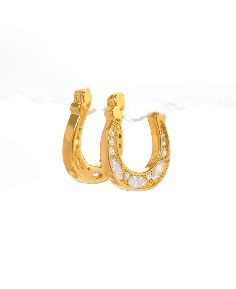 Girls Crew Crystal Horseshoe Hoop Earrings