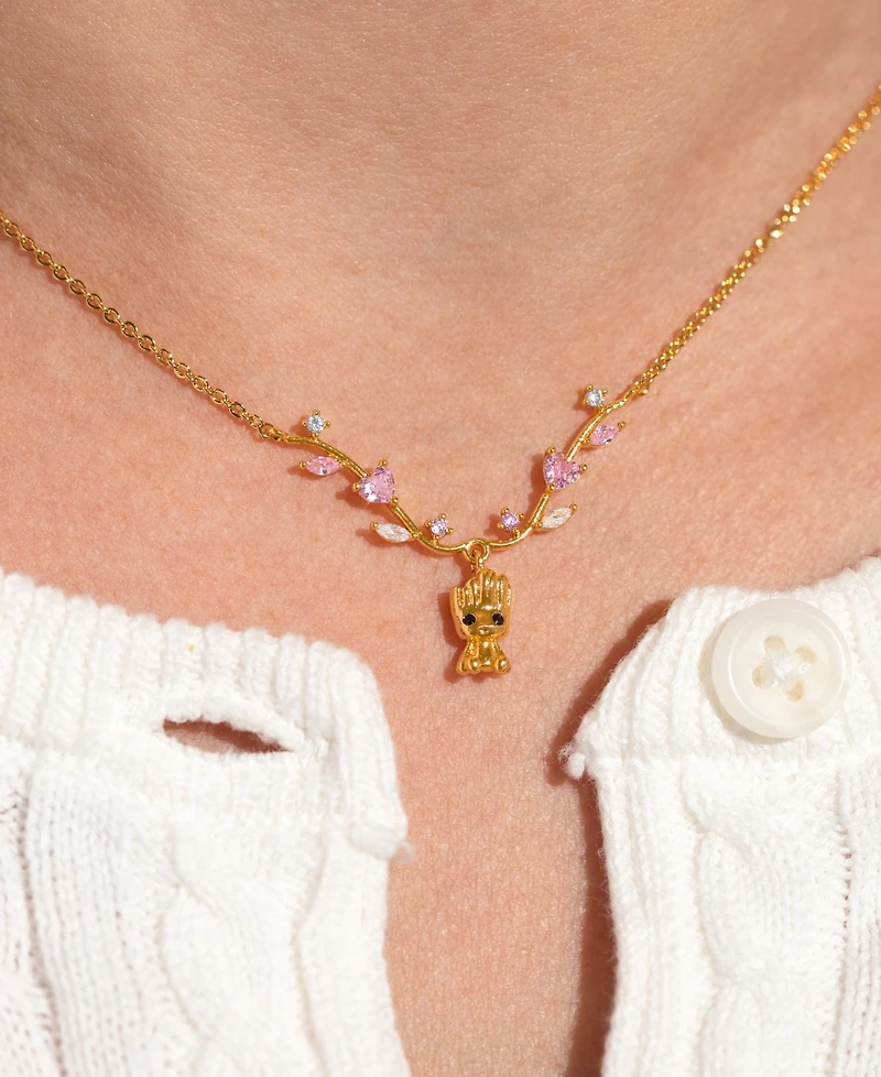 Girls Crew Crystal Marvel's Groot Heartline Necklace