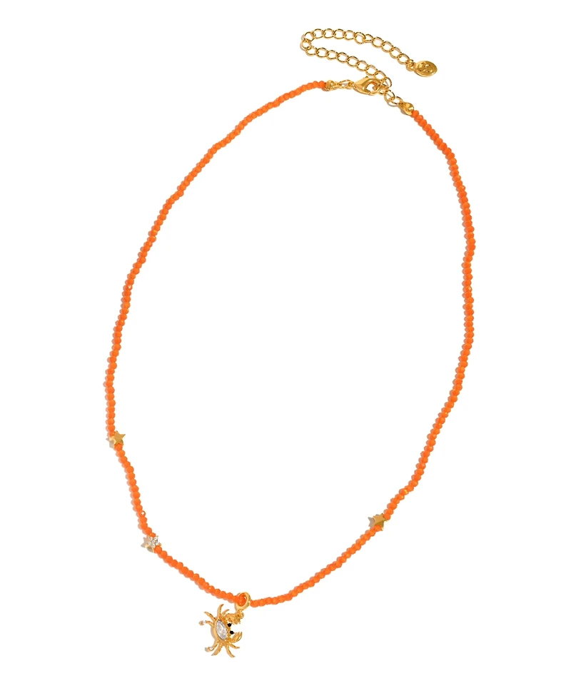Girls Crew Crystal Sandy Crab Beaded Necklace