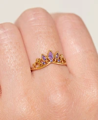 Girls Crew Crystal Disney Princess Tangled Rapunzel Crown Sterling Silver Ring