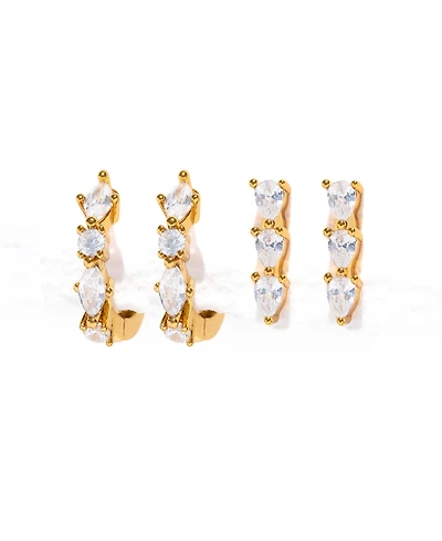 Girls Crew Gold-Plated Crystal Capri Earring Set