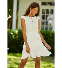 Lascana Women's Crochet Ruffle Trim Dress