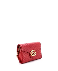 Pre-Owned Gucci Mini Gg Marmont Chain Wallet Matelasse Leather
