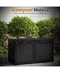 Slickblue 100 Gallon Outdoor Storage Bench Resin Deck Box with Lid