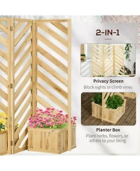 Outsunny Freesding Outdoor Privacy Screen with 4 Self-Draining Planters
