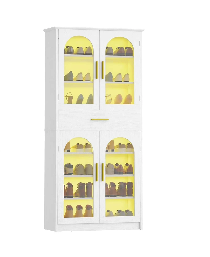 Slickblue Shoe Cabinet with Led Light Strip and Adjustable Storage Shelves