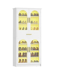 Slickblue Shoe Cabinet with Led Light Strip and Adjustable Storage Shelves